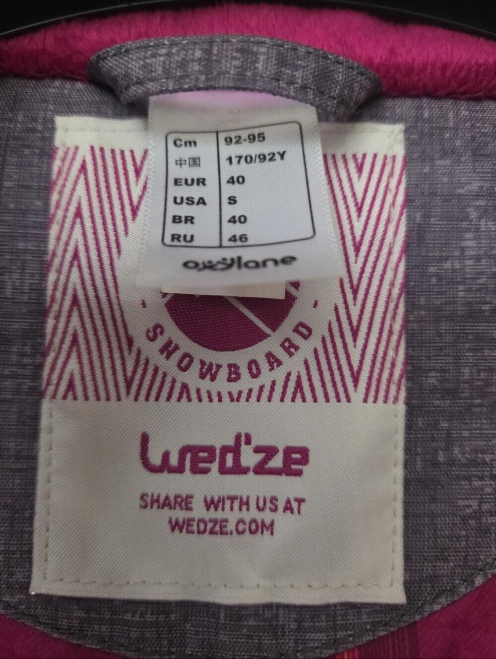 Wed’ze Midslide Women’s Ski Snowboard Jacket Gray Pink EU 40 US Small - Picture 6 of 15